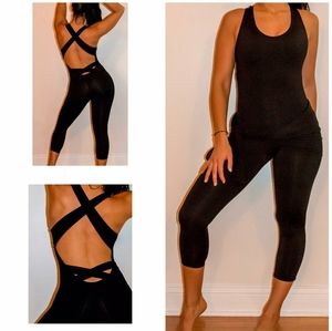 Black fitness jumpsuit